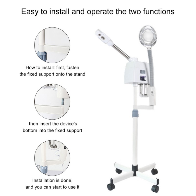 2 In 1 Pro Facial Steamer + 5x Magnifying Lamp Ozone Salon Spa Beauty Equipment