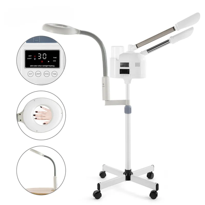 Hot/Cold Facial Steamer UV Ozone 5X Magnifying Lamp LCD Skin Care Salon Beauty
