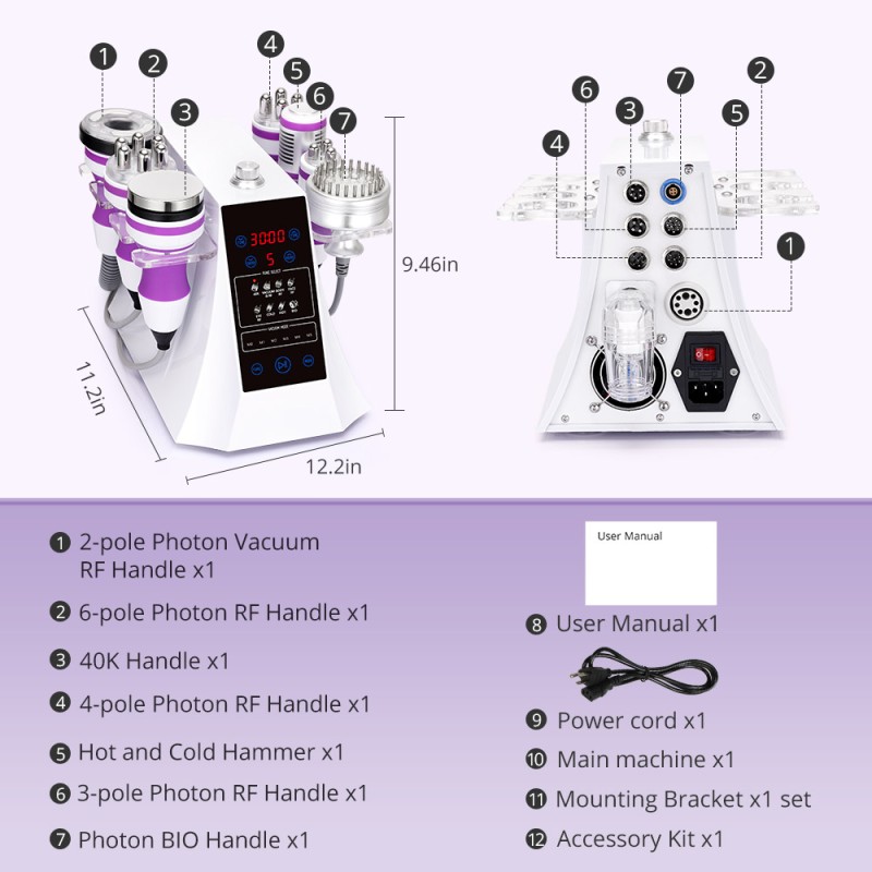 8 in 1 40K Ultrasonic Cavitation Multipolar R-F Weight Loss Machine
