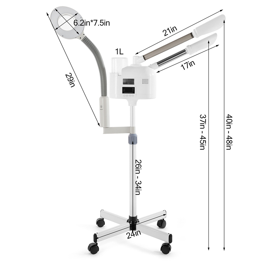 Hot/Cold Facial Steamer UV Ozone 5X Magnifying Lamp LCD Skin Care Salon Beauty