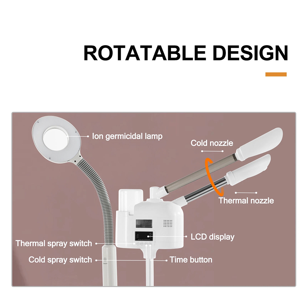 Hot/Cold Facial Steamer UV Ozone 5X Magnifying Lamp LCD Skin Care Salon Beauty