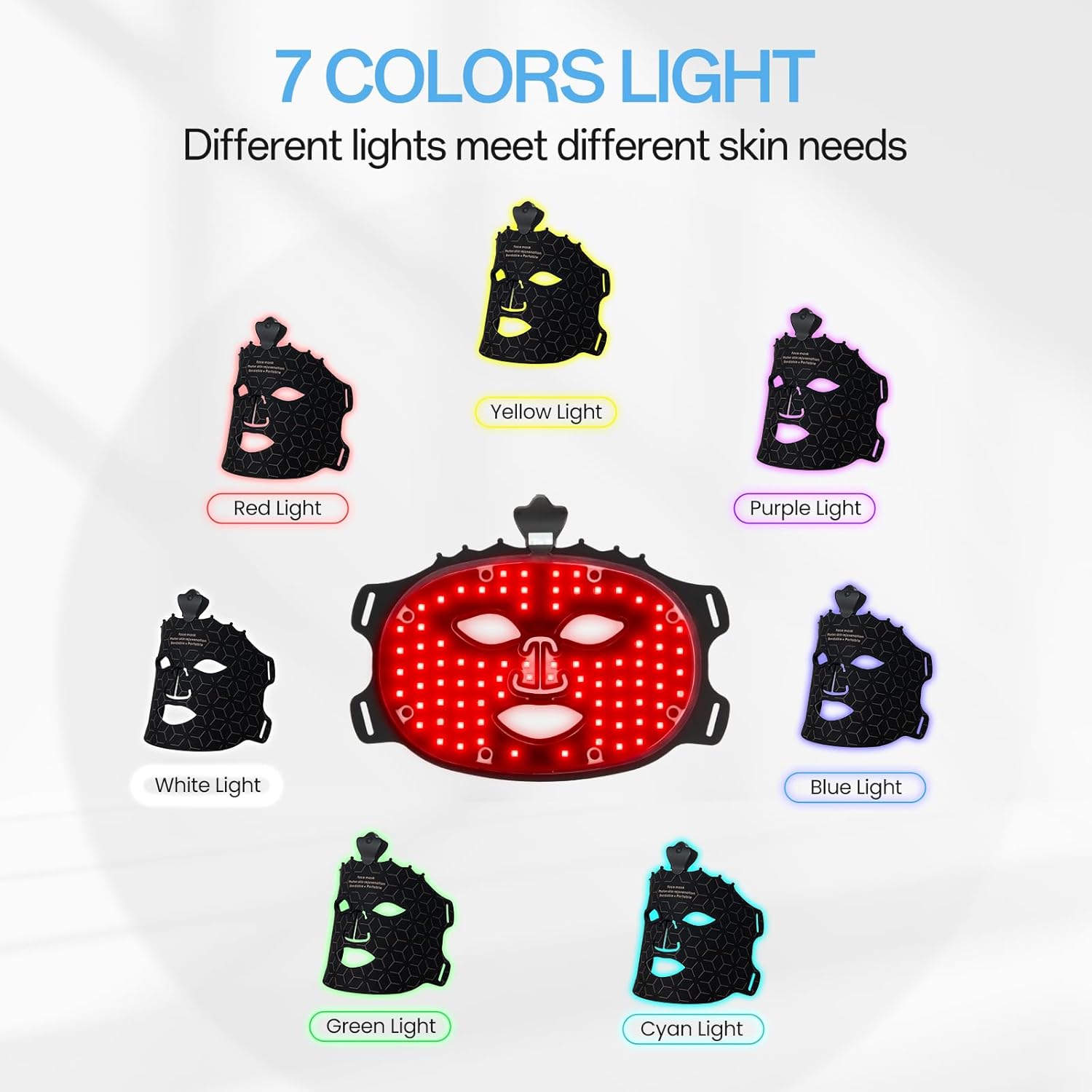 7 Colors Red Light Therapy Face Mask for Home Skin Rejuvenation