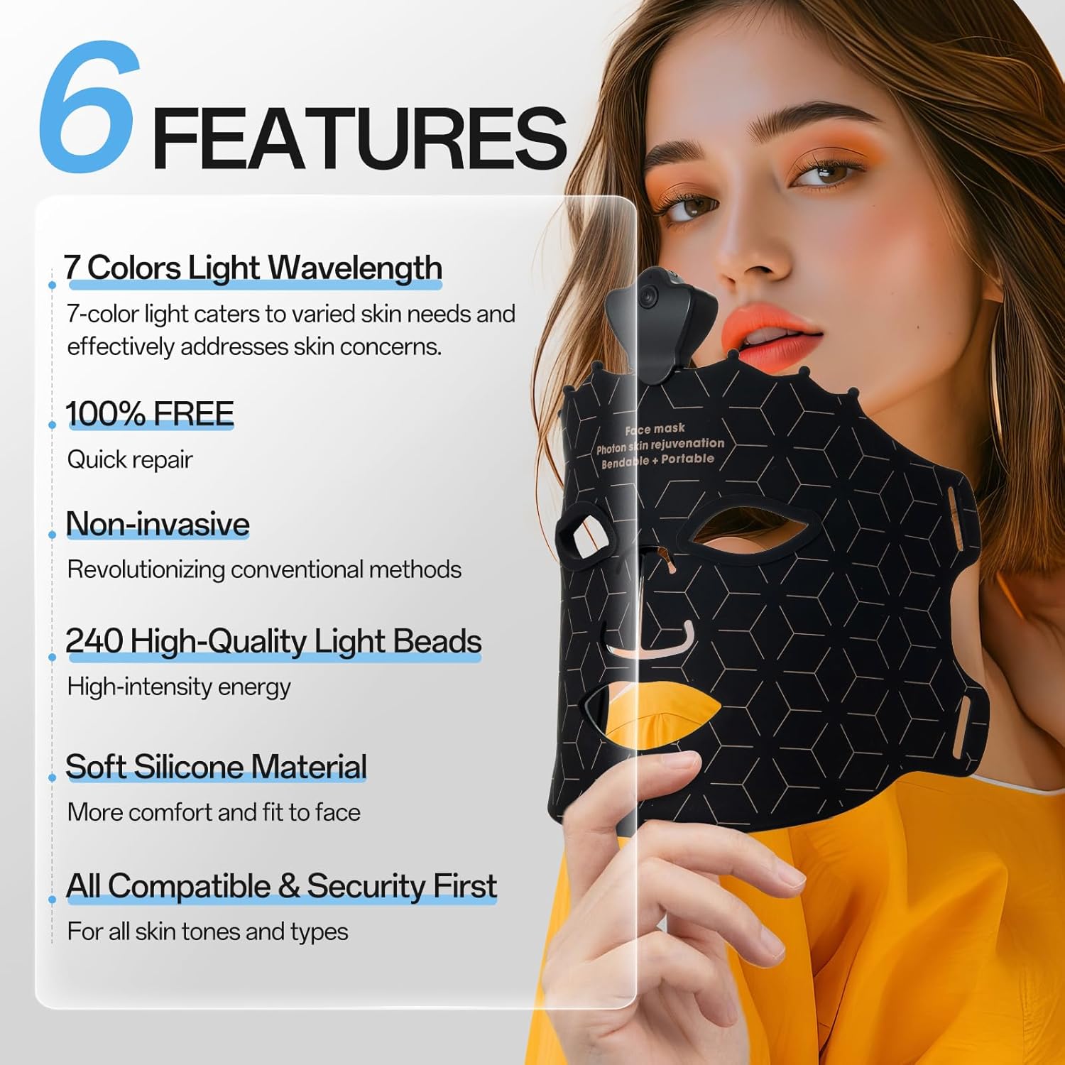 7 Colors Red Light Therapy Face Mask for Home Skin Rejuvenation