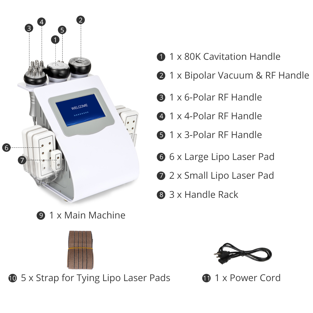 6 In 1 80k Cavitation Machine With Vacuum Radiofrequency For Body Contouring