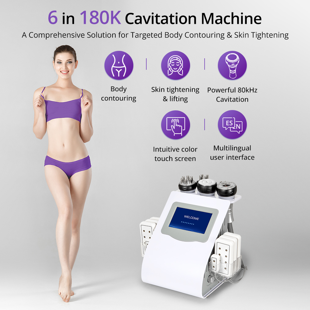 6 In 1 80k Cavitation Machine With Vacuum Radiofrequency For Body Contouring