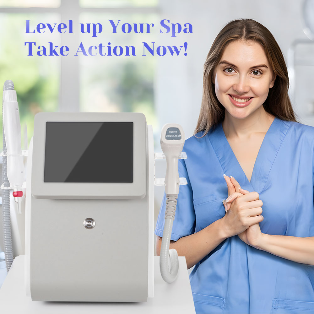 2 In1 DPT 808nm Diode Hair Removal  YAG Laser Tattoo Removal Machine