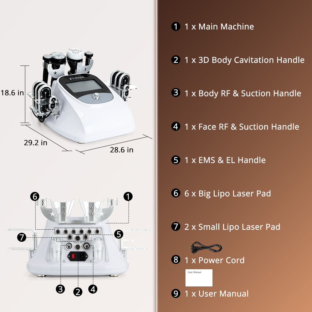S Shape Machine 3D Cavitation RF 160mW Lipo Laser Body Sculpting Face Care