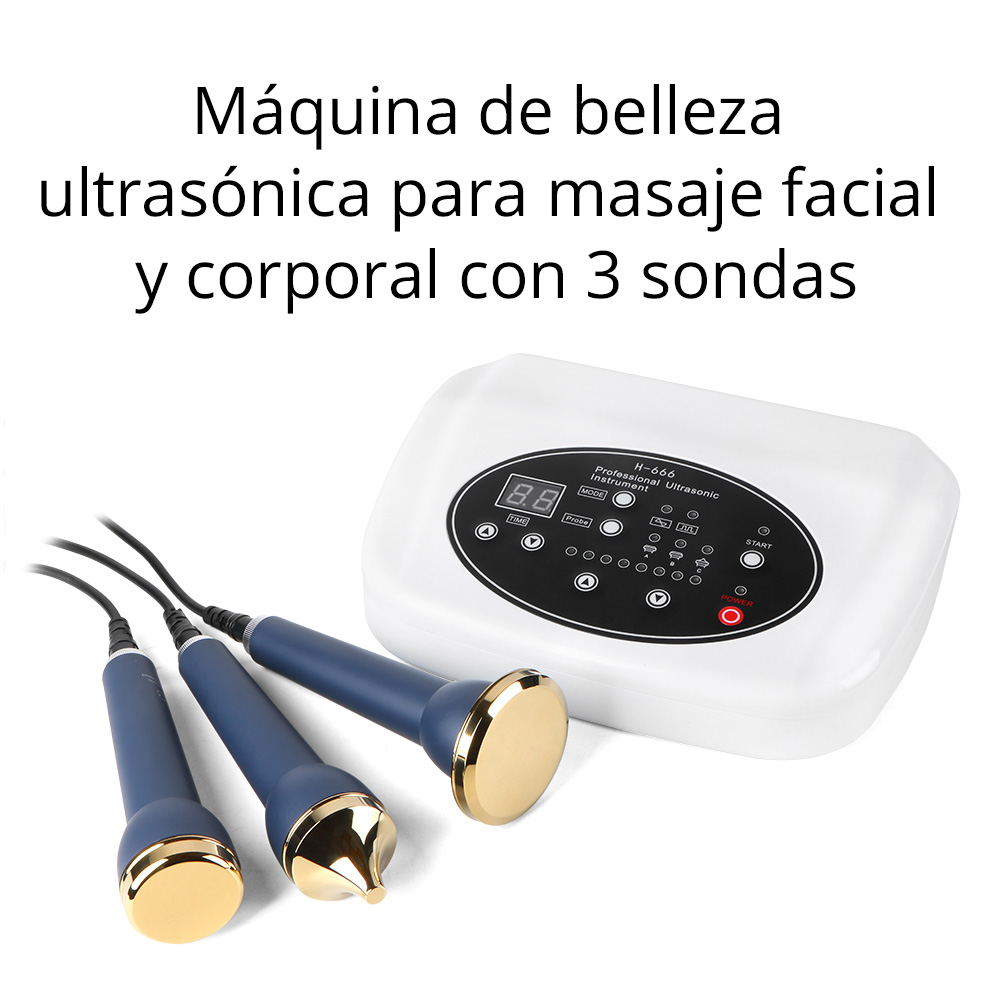 3 Probes Ultrasound Facial Body Skin Massager Therapy Ultrasonic Beauty Machine