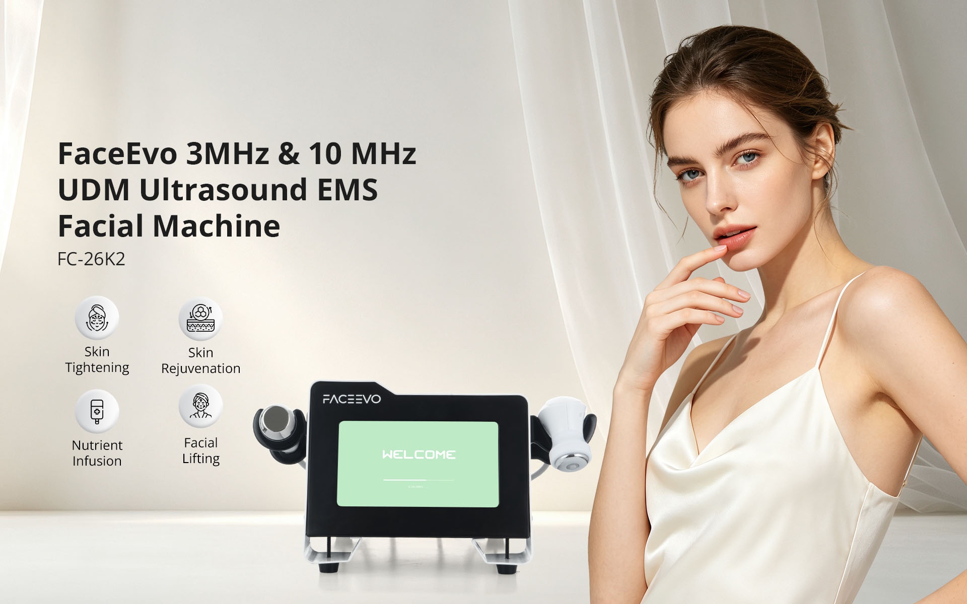 MYCHWAY FC-26K2-US Compact Ultrasound & EMS Facial Machine for U.S. Salons