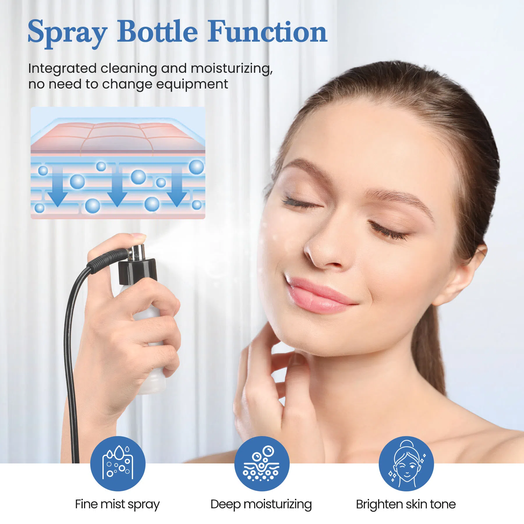 Diamond Microdermabrasion Machine 3 In 1 Facial Pores Cleaning And Spray Device